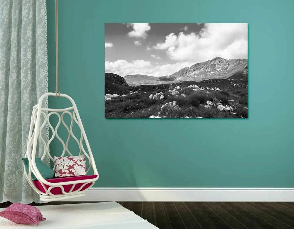 Stampa su tela – Valle in Montenegro in bianco e nero
