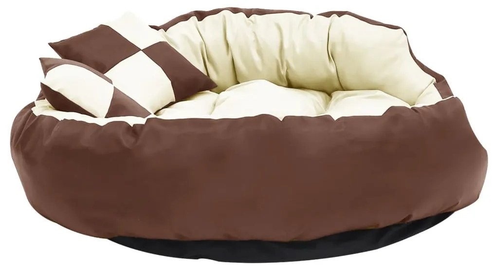 Cuscino per cani reversibile lavabile marrone crema 110x80x23cm