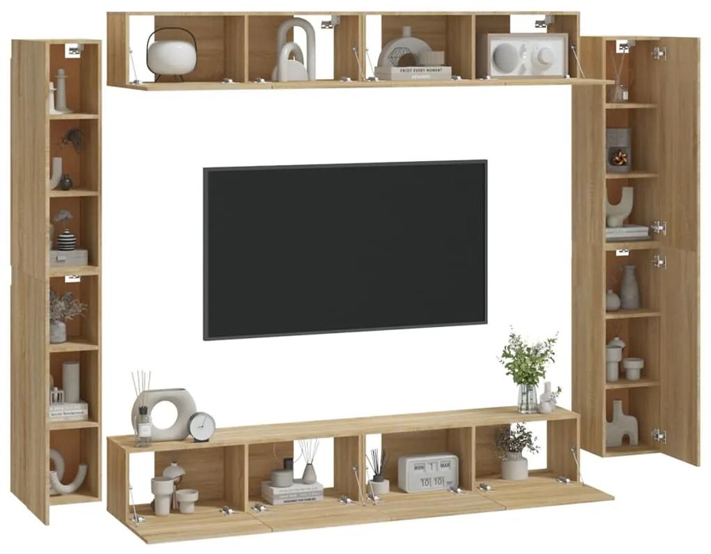 Set mobili porta tv 8pz rovere sonoma in legno multistrato
