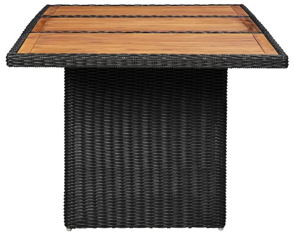 Set da pranzo da giardino 11 pz in polyrattan nero