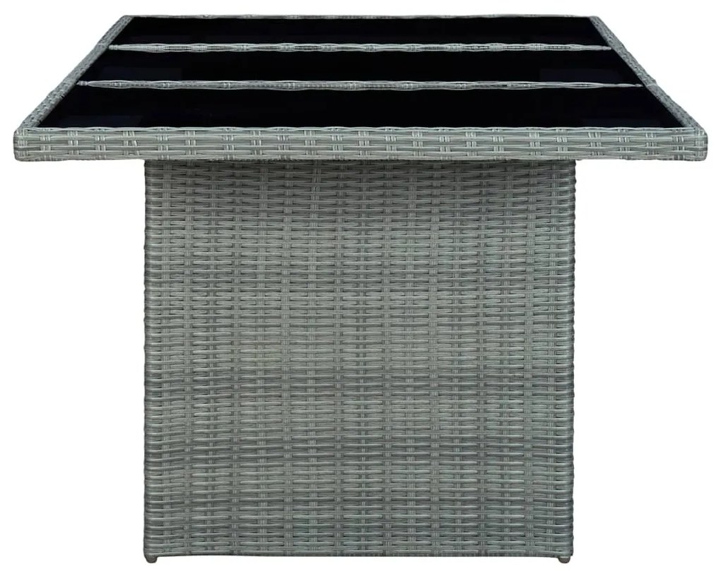 Set Pranzo da Giardino 9pz con Cuscini Polyrattan Grigio Chiaro