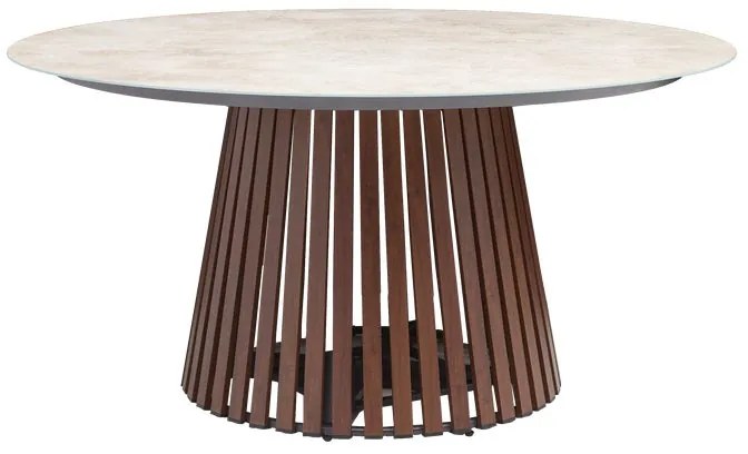 Tavolo da pranzo per giardino Retro NATERIAL in alluminio con piano in vetro beige per 6 persone Ø 150 cm