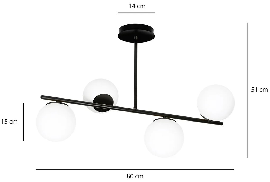 Plafoniera Contemporaneo Shiva Acciaio Nero 4 Luci E14 Ip20