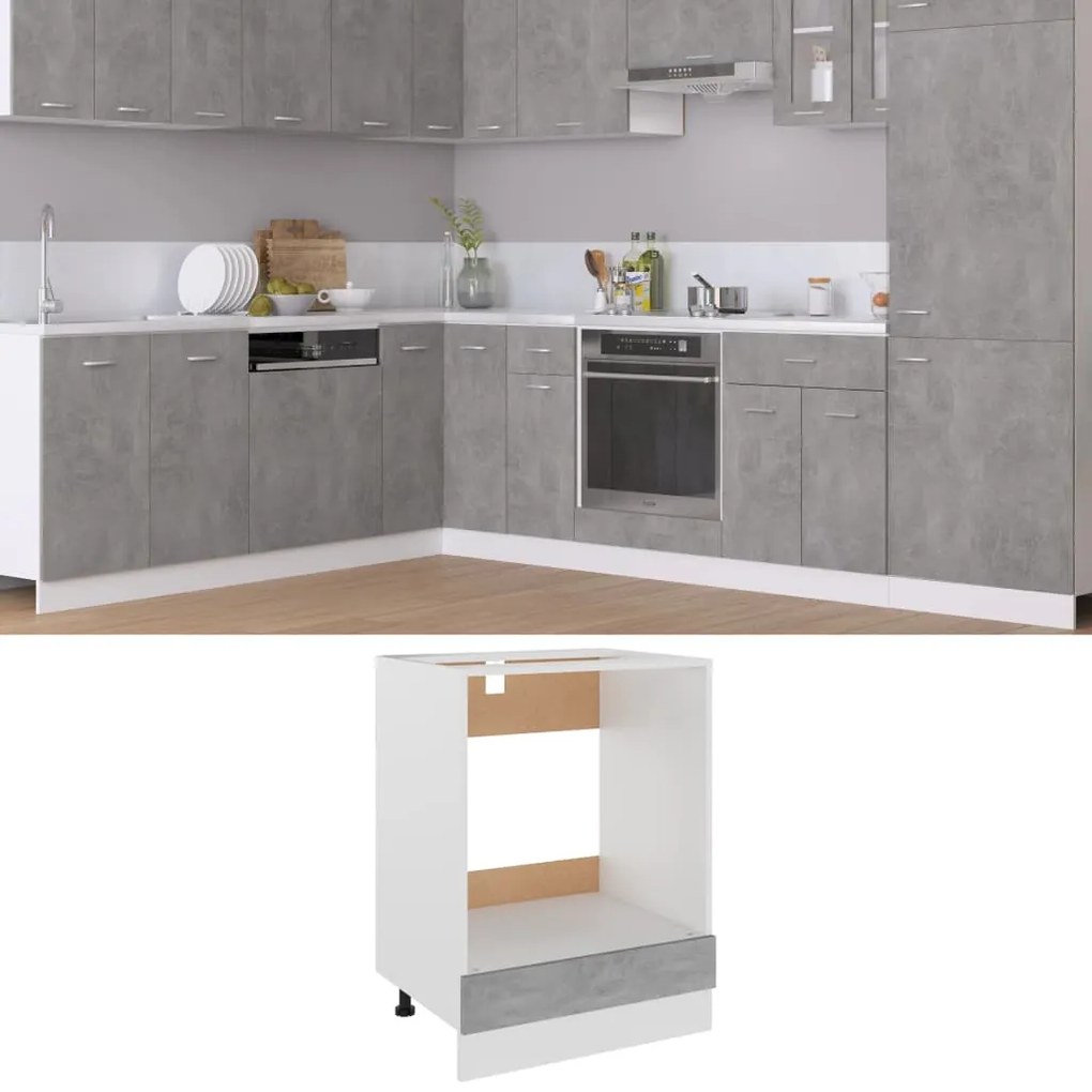 Armadio per forno grigio cemento 60x46x81,5 cm in truciolato