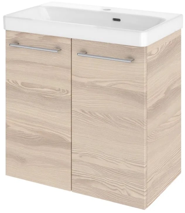 Mobile da bagno sotto lavabo Remix quercia chiaro opaco L 60 x H 57.7 x P 33 cm 2 ante, lavabo non incluso