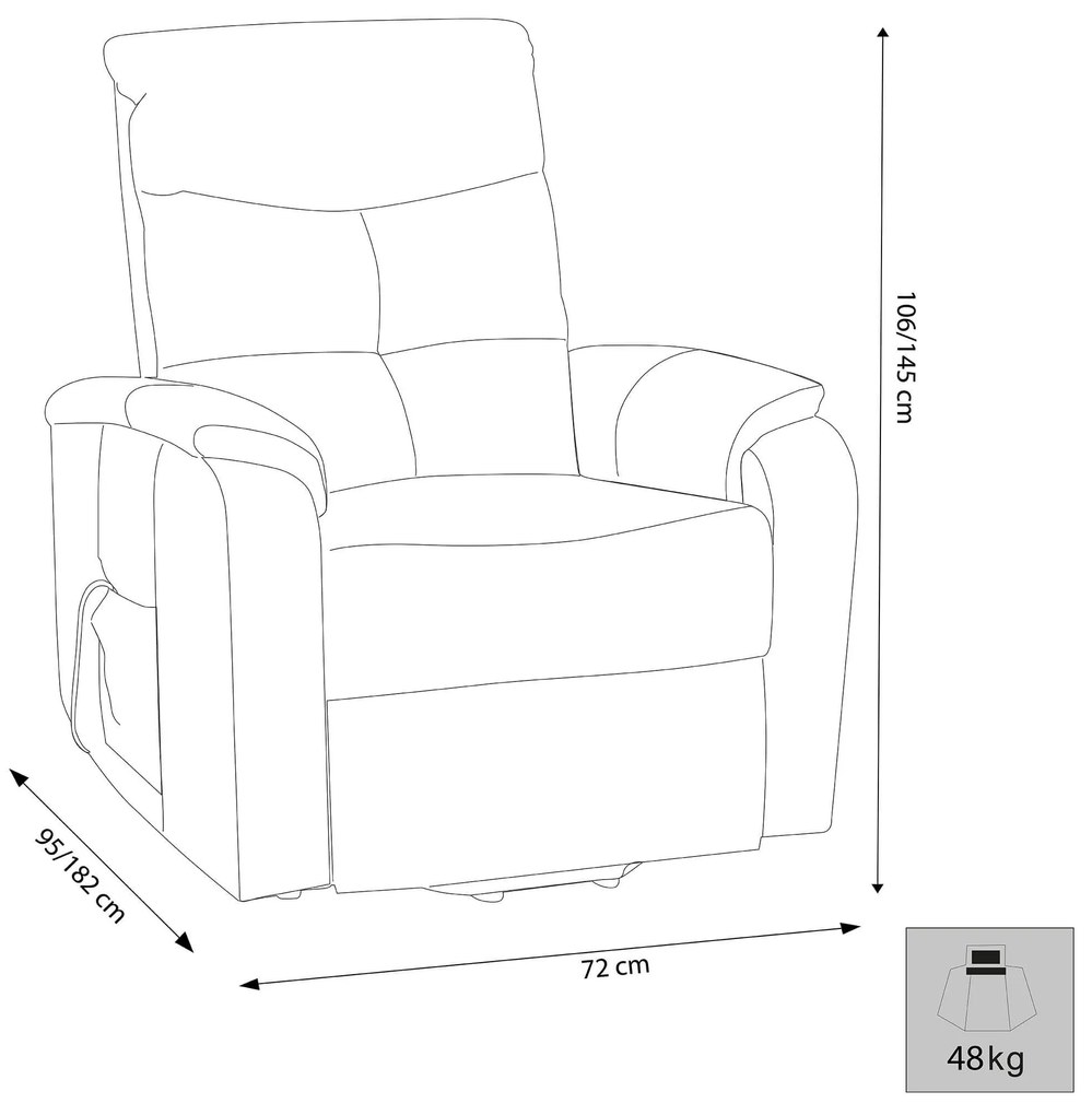 RELAX - poltrona elettrica alzapersona cm 72 x 95/182 x 106/145 h