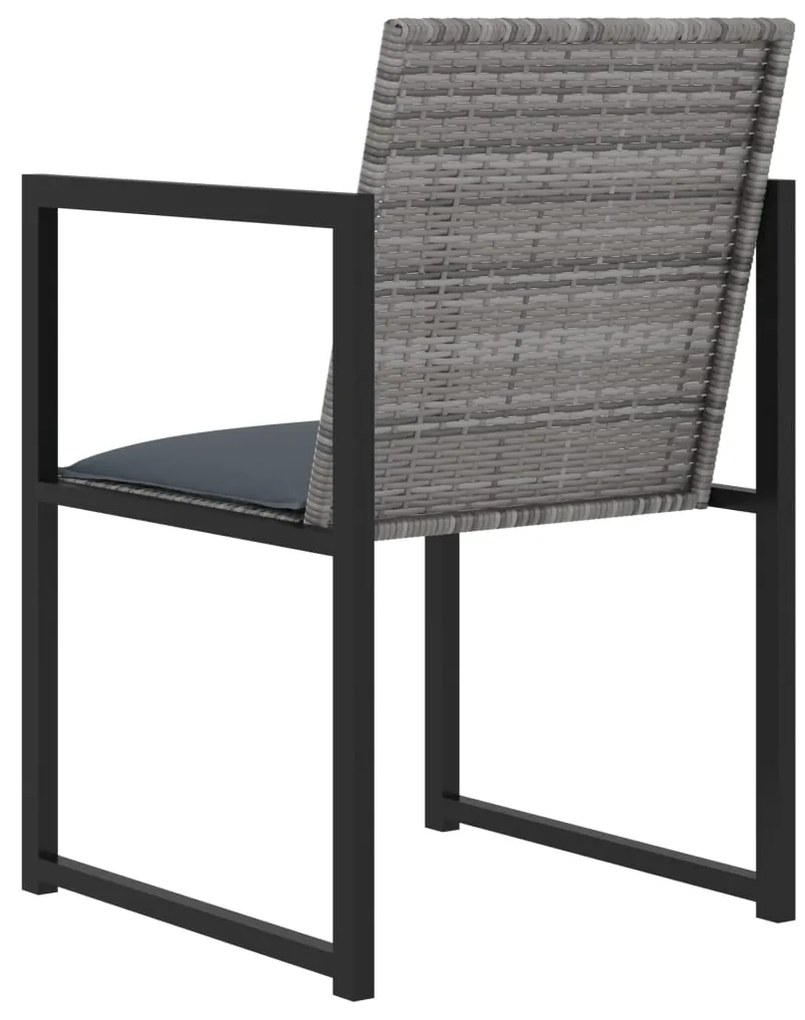 Set da pranzo da esterno 5 pz con cuscini in polyrattan grigio