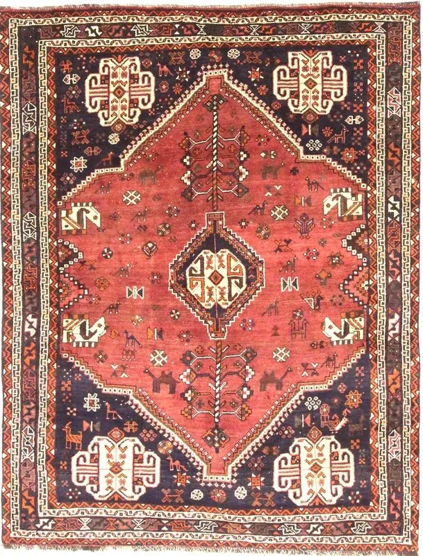 Gashghai Tappeto 160 x 200 Rosso (Iran) Annodato A Mano