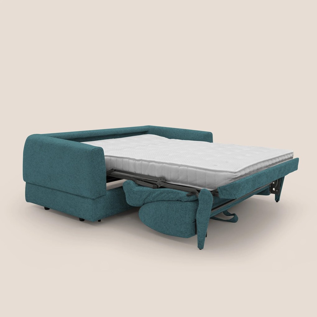 Happy Divano letto matrimoniale con materasso h18 cm in tessuto impermeabile T10 petrolio