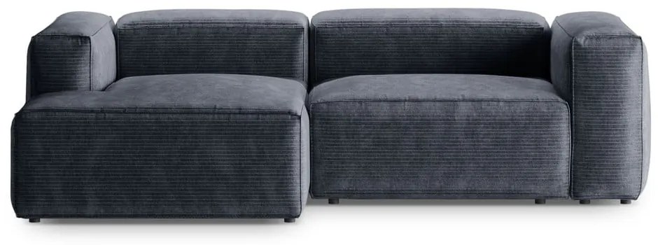 Divano angolare blu polveroso (con penisola a sinistra/con chaise lounge) con rivestimento in velluto a coste Bergamo – Cosmopolitan Design