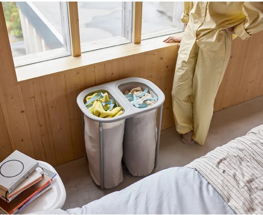 Cesta per il bucato grigio chiaro in tessuto 2x40 l Duo – Joseph Joseph