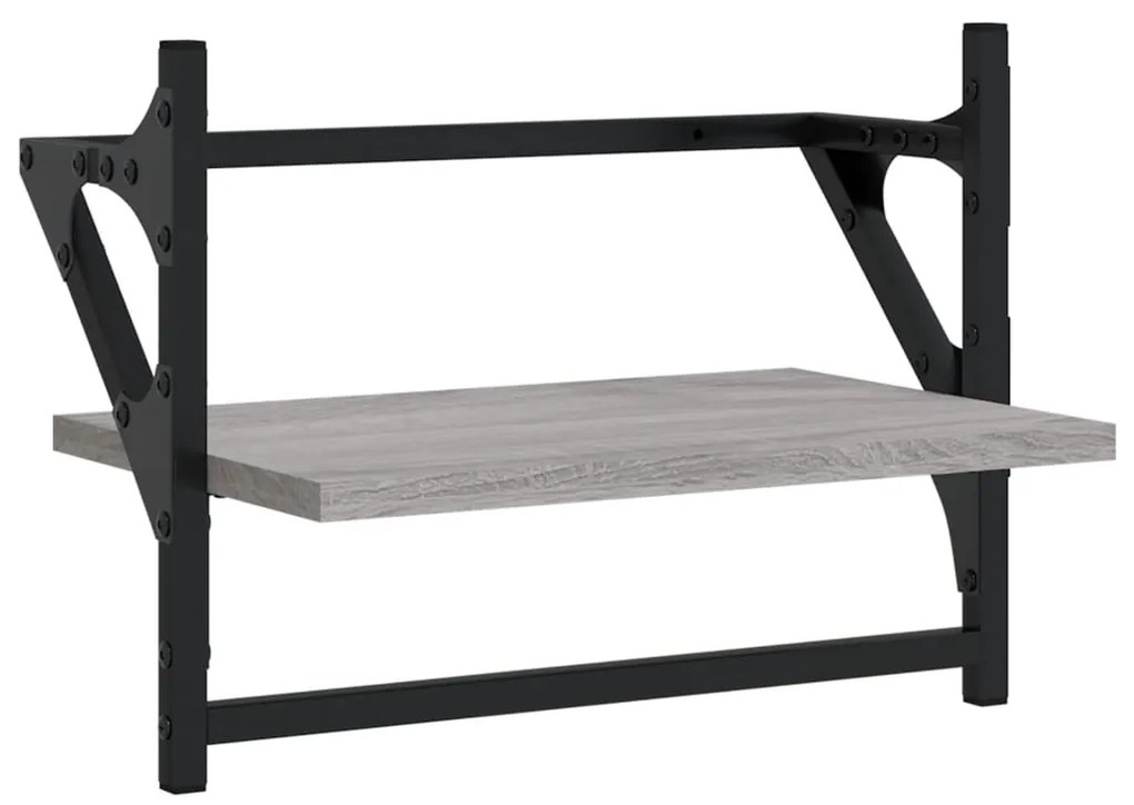 Mensole a parete con aste 2pz grigio sonoma 40x25x30 cm