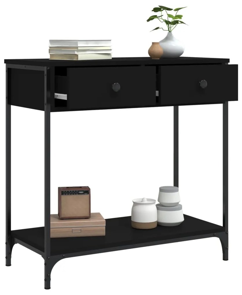Tavolino consolle nero 75x34,5x75 cm in legno multistrato