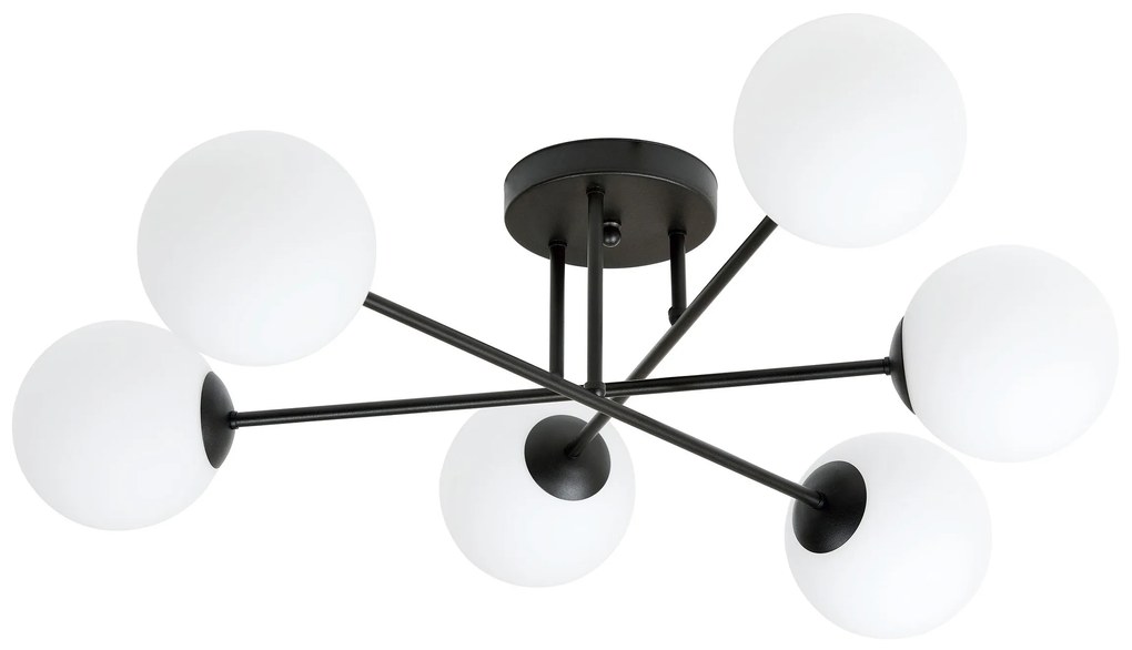 Emibig Roma lampada da soffitto 6x10 W nero 1232/6