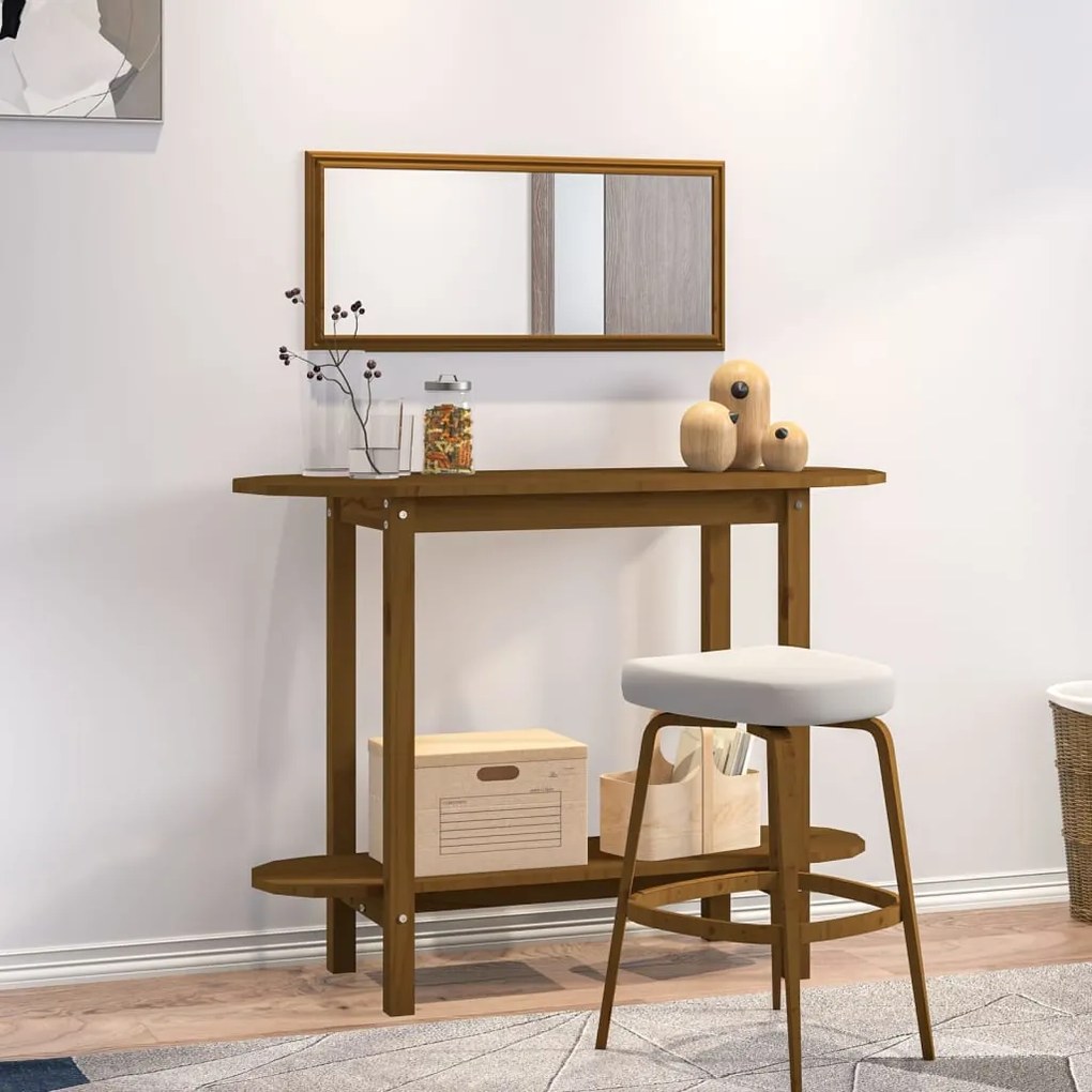 Tavolo Consolle Ambra 110x40x80 Cm İn Legno Massello Di Pino /