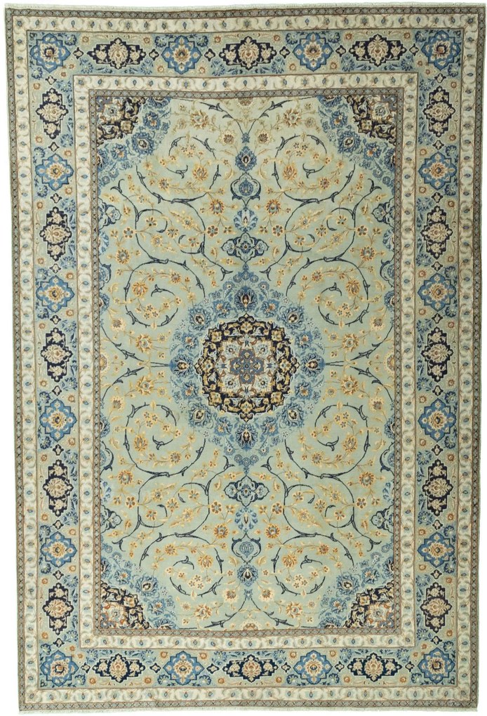 Kashan Tappeto persiano 390 x 260 Verde (Iran) Annodato A Mano