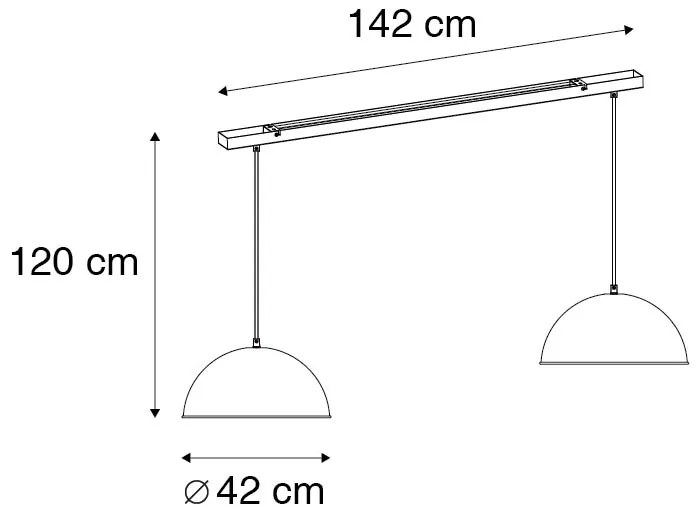 Lampada a sospensione industriale nera con oro 2 luci - Magnax