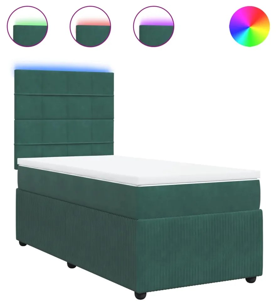 Giroletto a molle con materasso verde scuro 90x190 cm velluto