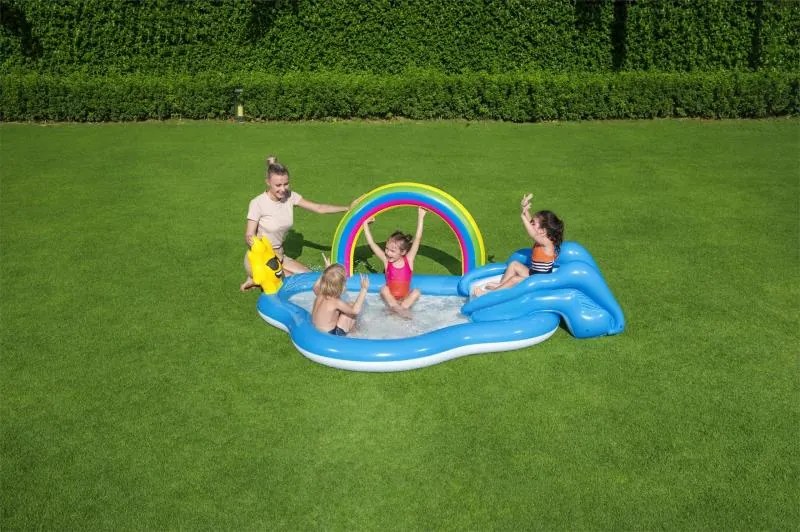 Piscina per bambini con scivolo e fontana 257 x 145 x 91 cm