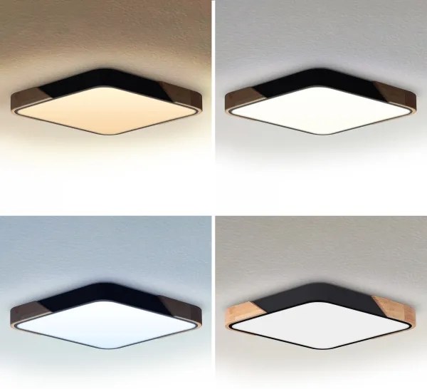 Brilagi - Plafoniera LED dimmerabile PILANA LED/48W/230V rovere/nero 56x56 cm + telecomando