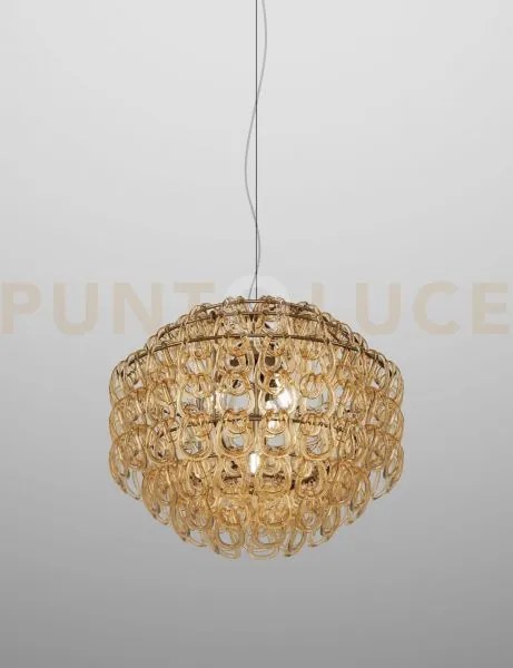 Giogali sospensione 65 cristallo ambra e bronzo opaco 4 luci attacc...
