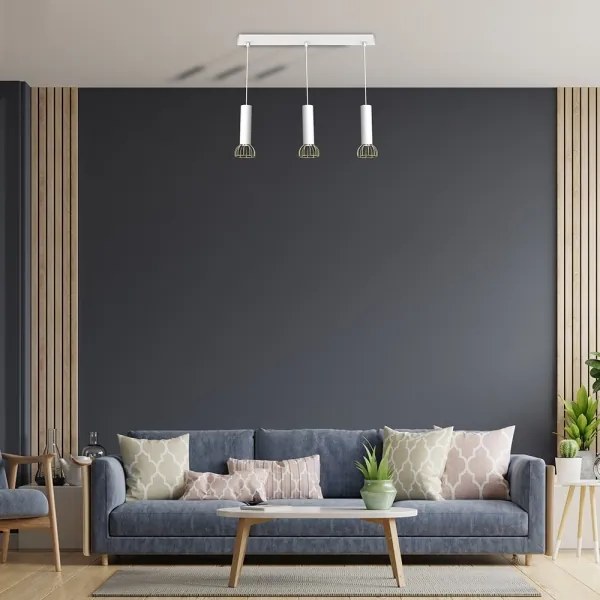 Lampadario su corda DANTE 3xGU10/25W/230V bianco/oro