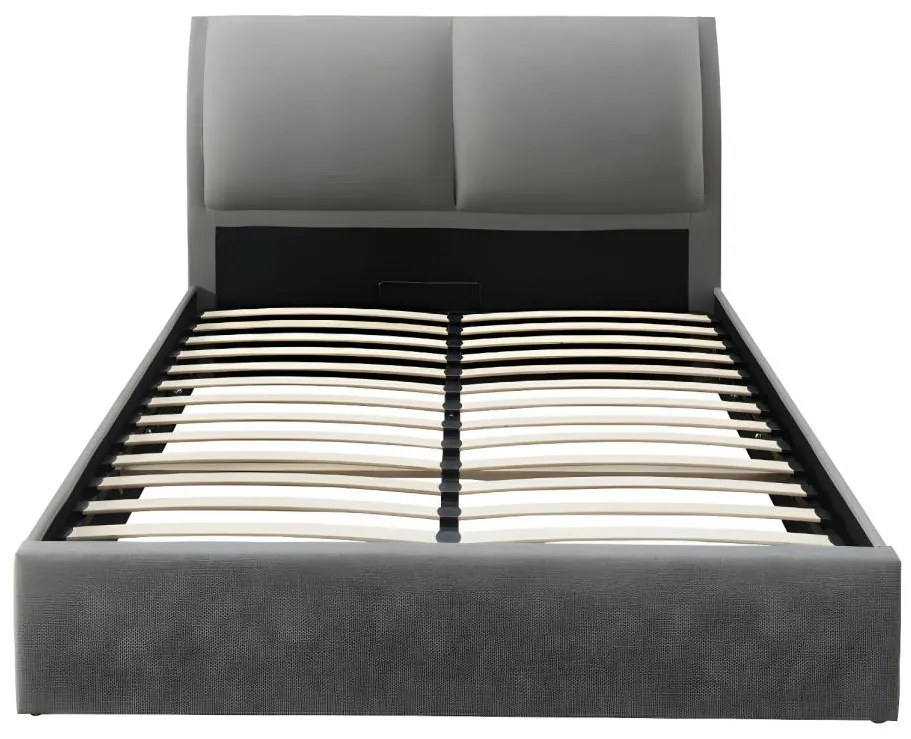 Letto matrimoniale contenitore 180 x 200 cm in Tessuto Grigio - ALCEO