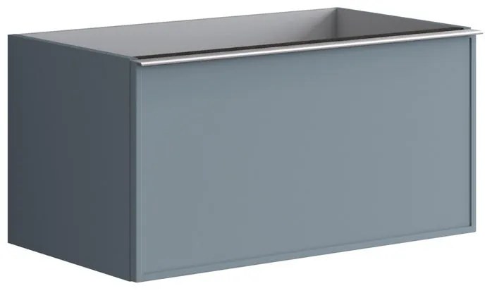 Mobile da bagno sotto lavabo Pixel frame indaco laccato L 80 x H 40 x P 45.5 cm 2 cassetti, lavabo non incluso