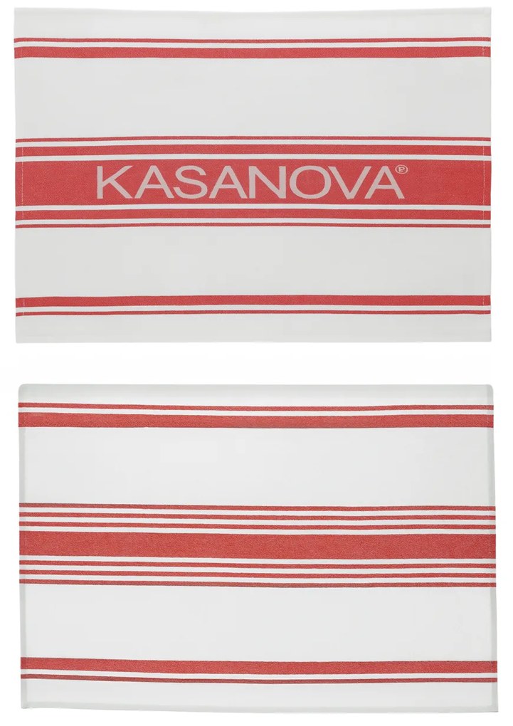 Set 2 strofinacci cucina 50x70 cm righe cotone rosso
