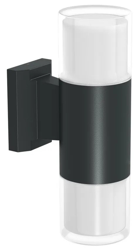 Applique Cilindrica Bidirezionale Nera IP54 con 2 basi GU10