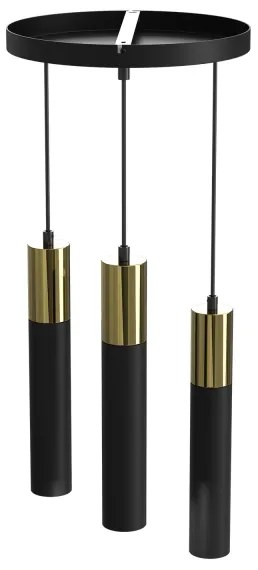 Lampadario a sospensione con filo CASSA 3xGU10/8W/230V nero/oro