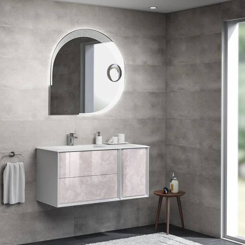 Mobile sottolavabo e lavabo Bellagio bianco/pietra onice L 105 x H 51 x P 46 cm 3 cassetti