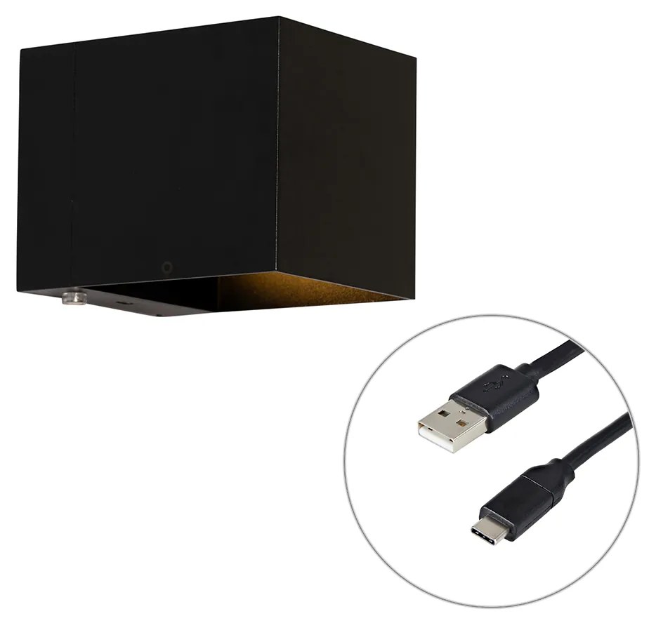 Lampada da parete nera con LED e dimmer touch ricaricabile - Joris