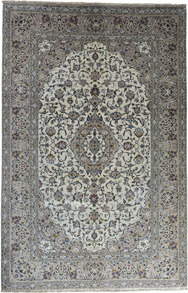 Kashan Tappeto 300x200 Beige (Iran) Annodato A Mano