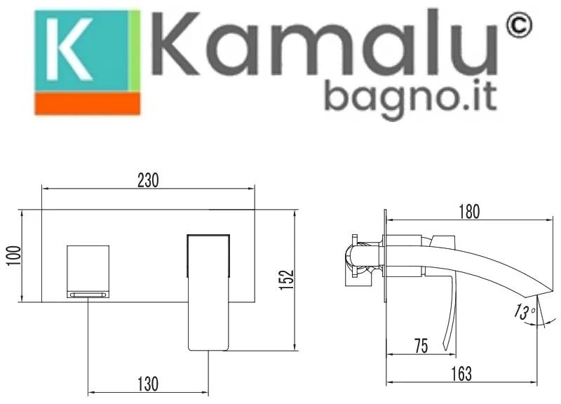 Kamalu - miscelatore lavabo design a incasso con finitura cromata | lison-li
