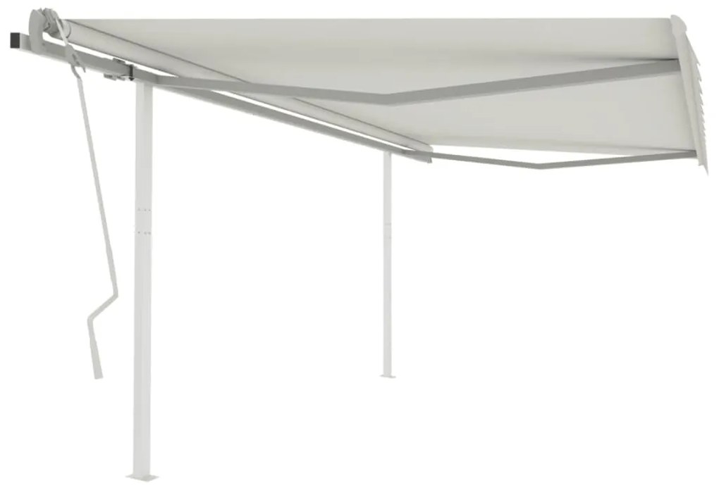 Tenda Da Sole Retrattile Manuale Con Pali 4x3 M Crema /