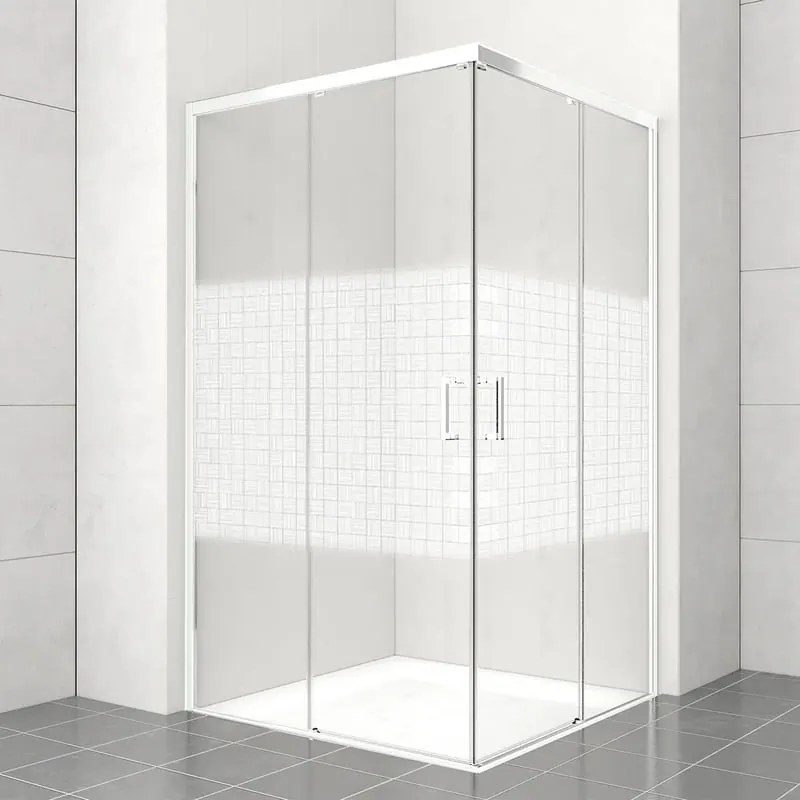 Lato per box doccia angolare dritto H 200 x L 80 cm, sp 6 mm bianco smerigliato