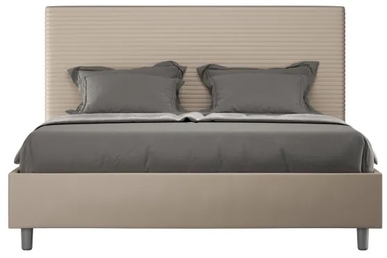 Letto matrimoniale senza rete imbottito 160x210 similpelle tortora Focus