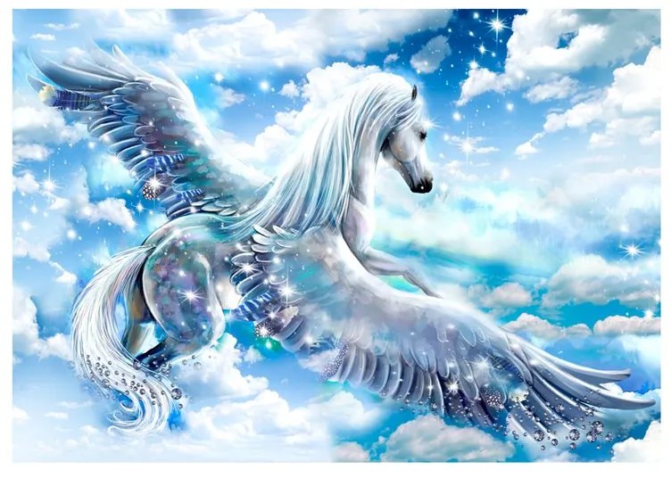 Fotomurale  Pegasus (Blue)  Colore Bianco, Dimensioni e Misure 200x140