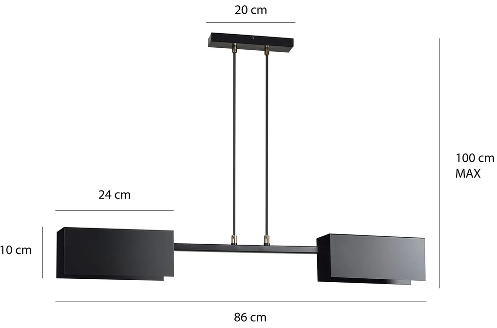 Lampadario Minimal Yuhuang Acciaio Nero 2 Luci E27 Ip20