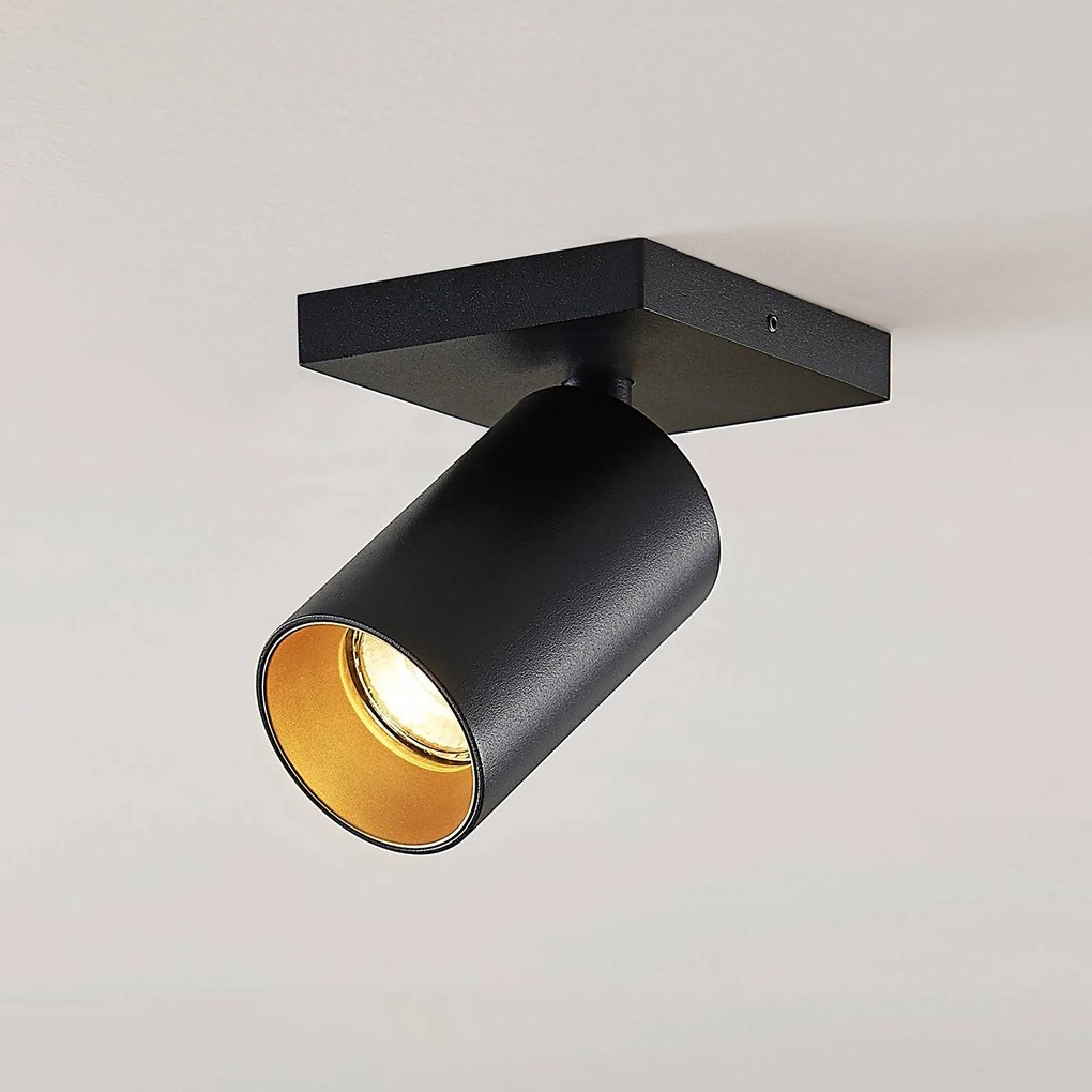 Arcchio faretto Brinja, nero, angolare, Ø 6 cm, 1 luce, GU10