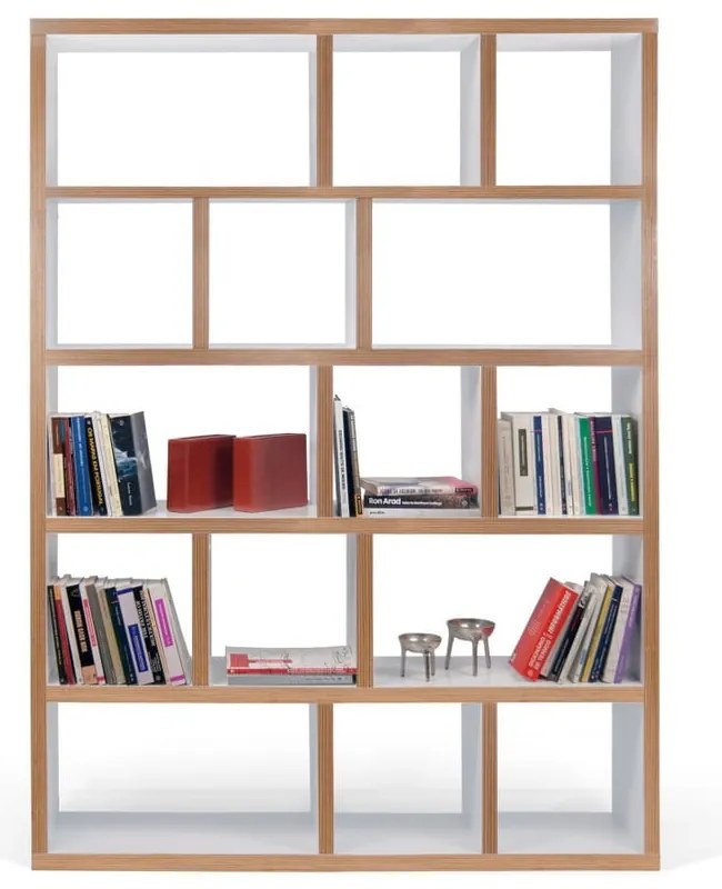 Libreria bianca con bordo in legno 150x198 cm Berlin - TemaHome