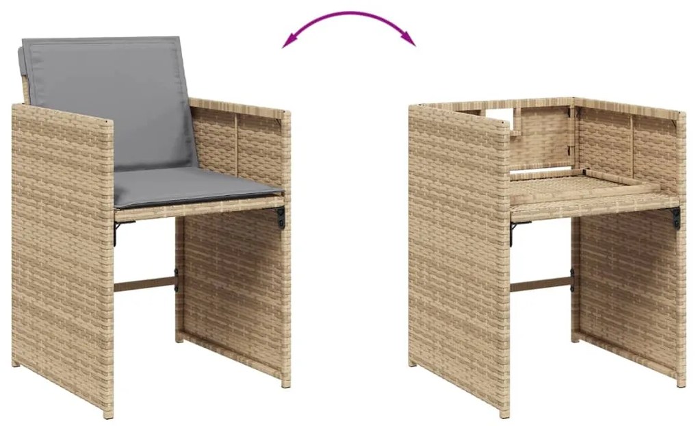 Set pranzo da giardino 11 pz con cuscini beige misto polyrattan