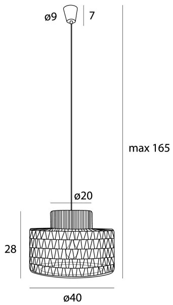 MAXLIGHT P0587 - Lampadario a sospensione con filo RAFFLE 1xE27/15W/230V diametro 40 cm marrone