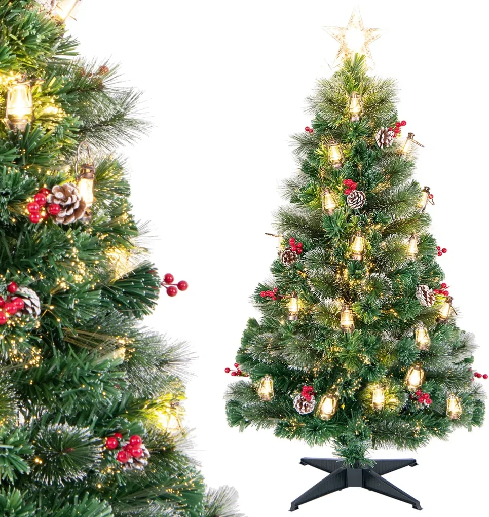 Albero Di Natale Artificiale Sottile Con Fibra Ottica PURADAY – 240 Cm – Luci Multicolore Rosse, Gialle, Verdi, Blu, Viola