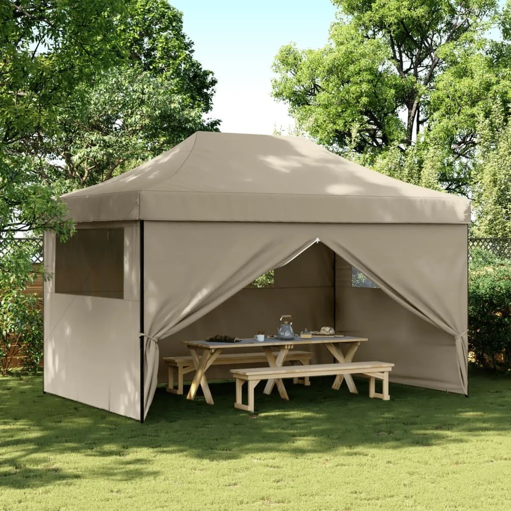 Tendone Per Feste Pieghevole Pop-up Con 4 Pareti Tortora /