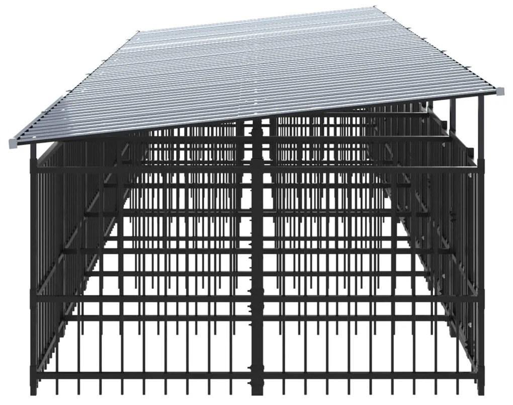 Gabbia per cani da esterno con tetto in acciaio 13,14 m²