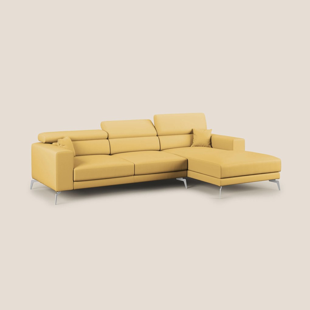 Blade Divano moderno angolare con poggiatesta reclinabili in Ecopelle T04 giallo