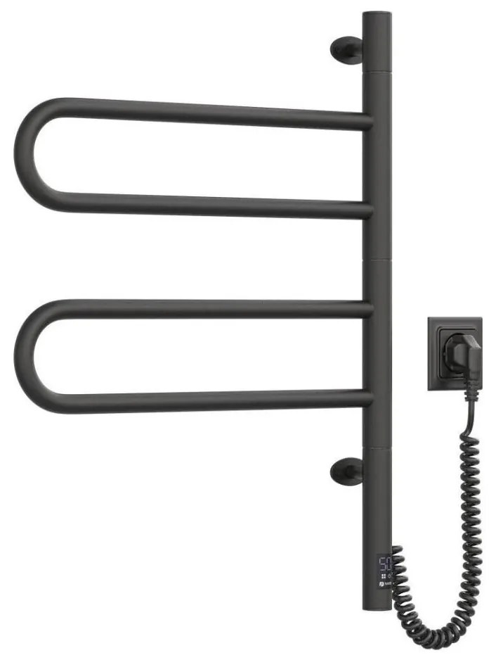 Portasciugamani rotante elettrico con termostato FOUETTE 128W/230V 64,6 cm IP44 nero