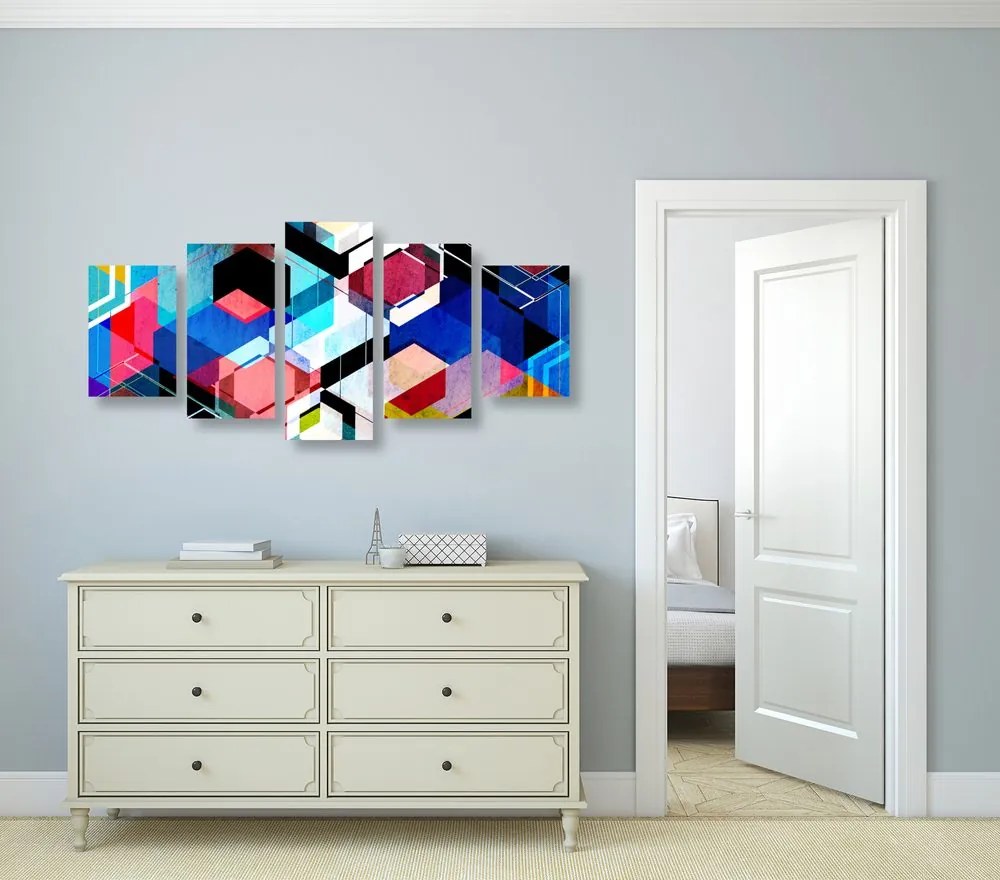 Quadri 5 pezzi – Geometria astratta